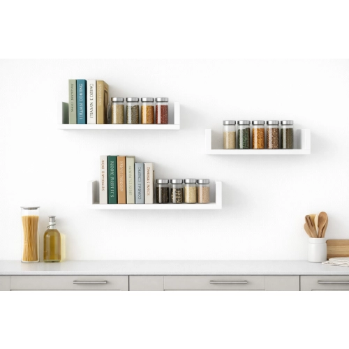 Półka Ścienna Wisząca 40 cm P1-40 Biała Zestaw 3 szt do Salonu, Sypialni